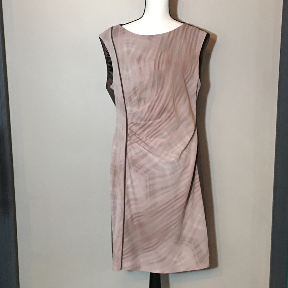 Tahari Mauve & Brown Dress Size 16
